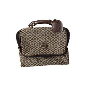 Vintage DVF Travel Makeup Train Case Duffel Bag Brown Monogram Tapestry Lock